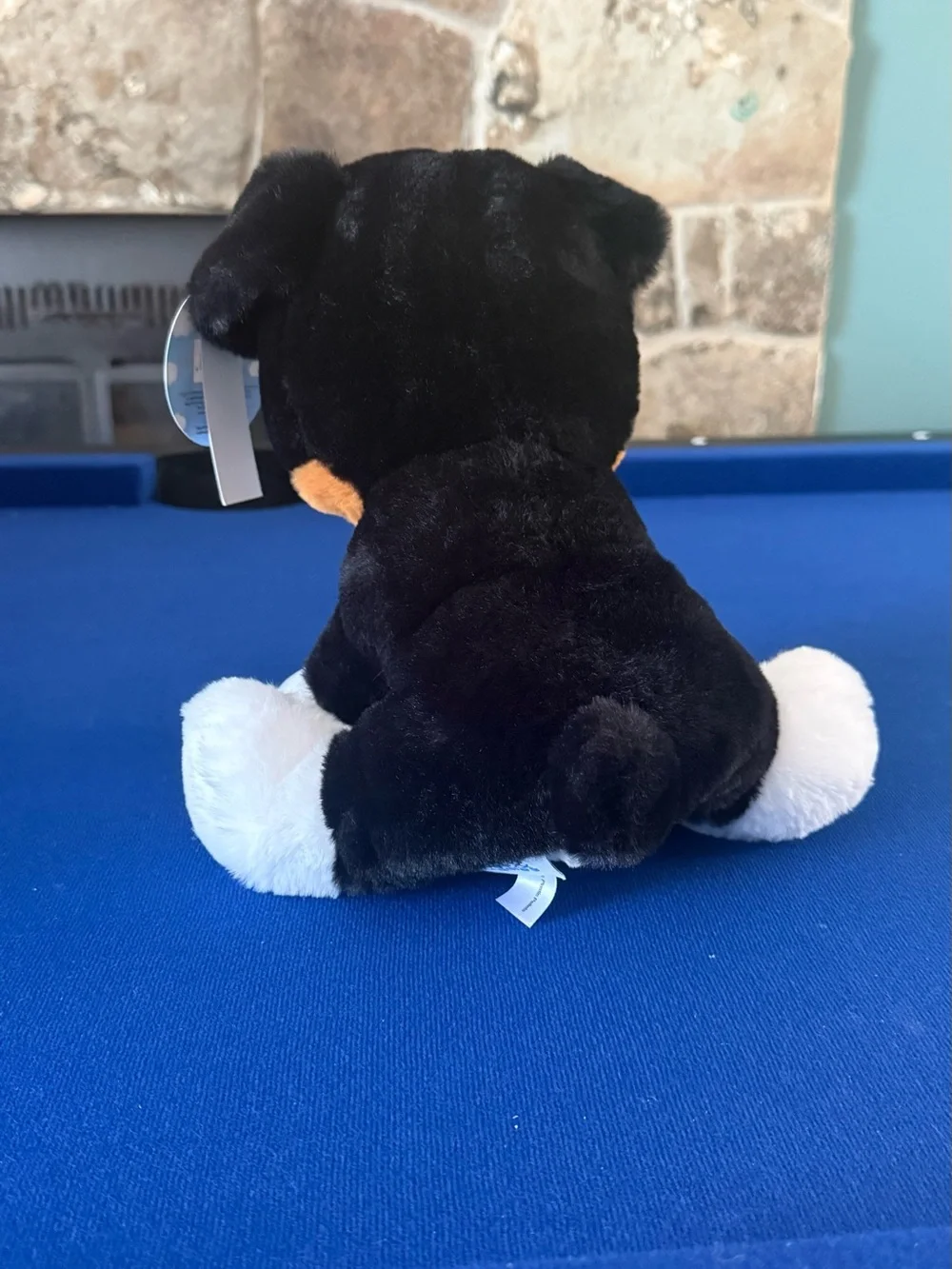 Black & White Plush Dog with Puppy